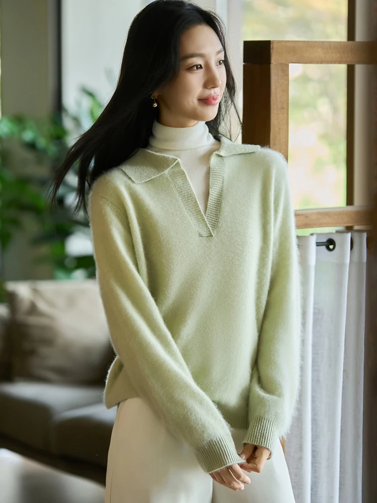 Women's Pullover Improved Craft 100% Merino Wool Knitted Sweater Turn-Down Collar Autumn Winter Warm Soft Chic Clothing Tops
Women's Pullover Improved Craft 100% Merino Wool Knitted Sweater Turn-Down Collar Autumn Winter Warm Soft Chic Clothing Tops