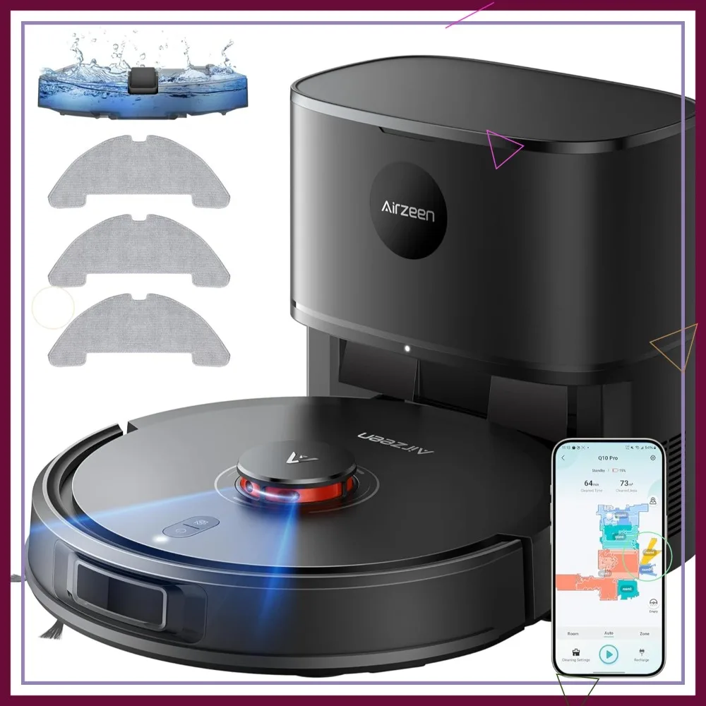 Robot Vacuum and Mop, 5000Pa Suction Self-Emptying, Laser Navigation Smart Mapping, App Alexa Control for Carpet Pet Hair
Robot Vacuum and Mop, 5000Pa Suction Self-Emptying, Laser Navigation Smart Mapping, App Alexa Control for Carpet Pet Hair