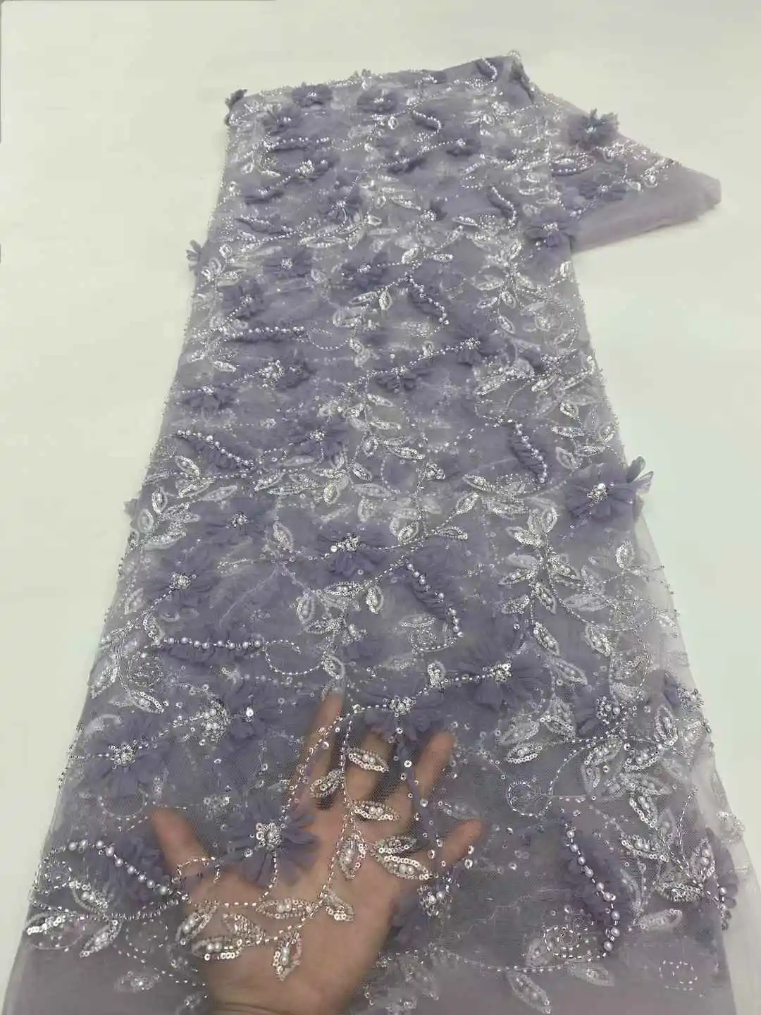 Latest French Nigerian 3D Floral Lace Fabric 2025 High Quality African Beaded Sequin Bridal Party Wedding Embroidery Sewn Gown
Latest French Nigerian 3D Floral Lace Fabric 2025 High Quality African Beaded Sequin Bridal Party Wedding Embroidery Sewn Gown