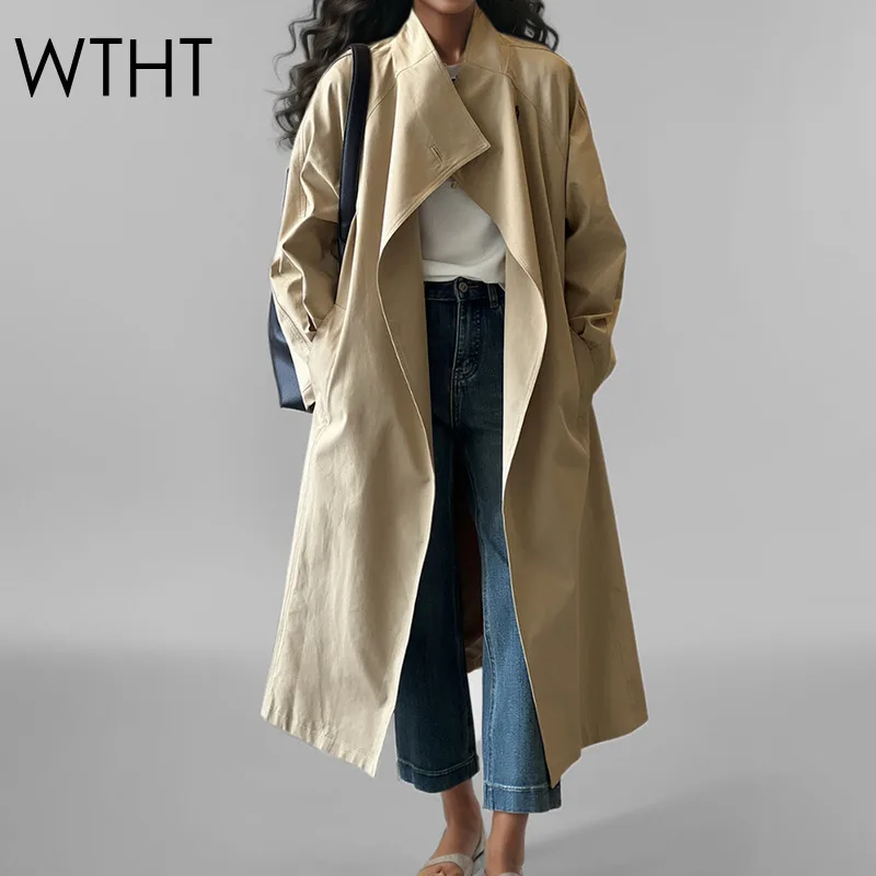 WTHT Vintage Stand Collar Single Breasted Trench Coat For Women 2025 Spring Fashion Long Sleeves Casual Windbreak Female 1LS799
WTHT Vintage Stand Collar Single Breasted Trench Coat For Women 2025 Spring Fashion Long Sleeves Casual Windbreak Female 1LS799