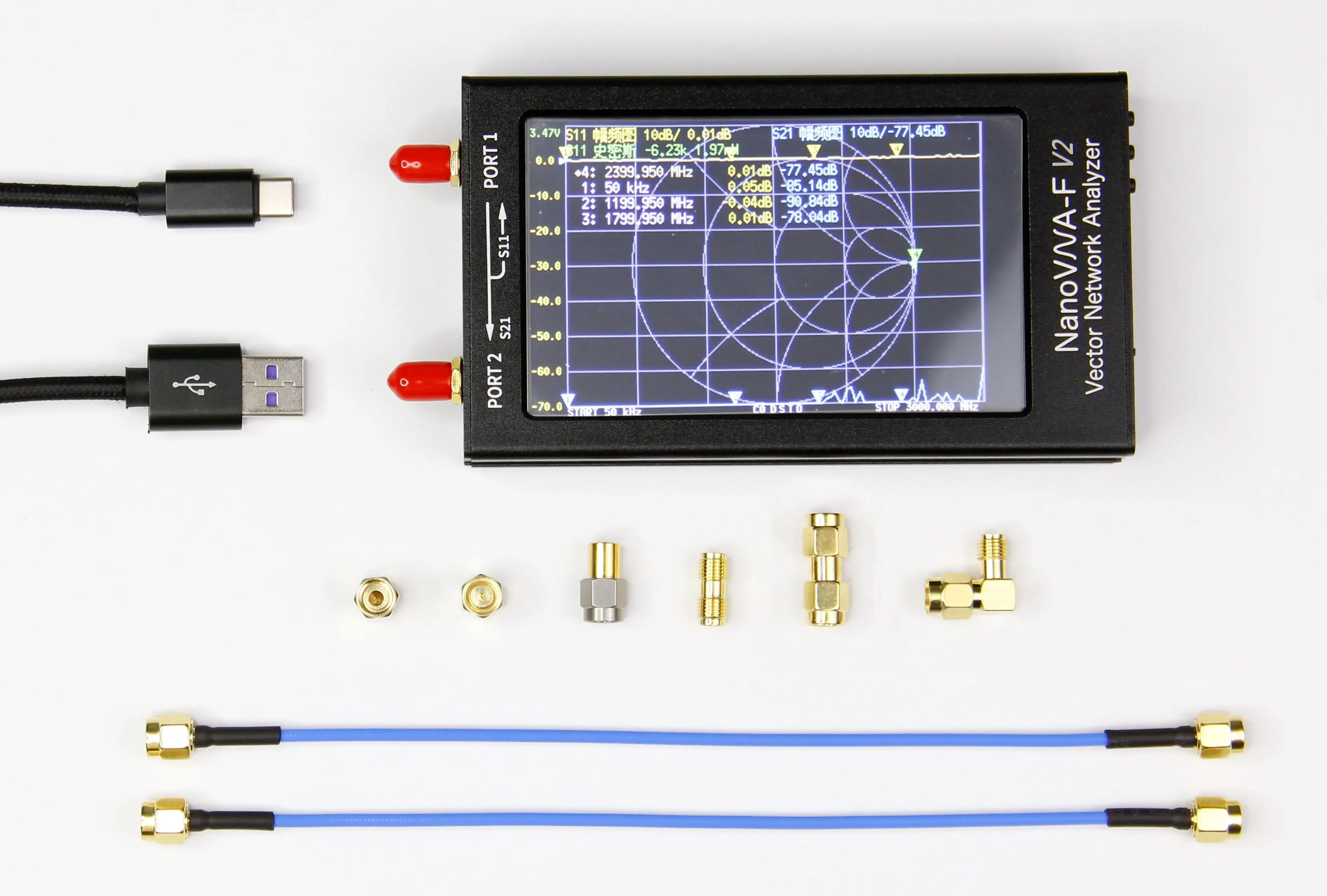 NanoVNA-V2 F 10k-3G Vector Network Analyzer – 4.3" IPS Antenna Tester, S11/S21/SWR/Smith Chart for Ham Radio HF VHF UHF
NanoVNA-V2 F 10k-3G Vector Network Analyzer – 4.3" IPS Antenna Tester, S11/S21/SWR/Smith Chart for Ham Radio HF VHF UHF
