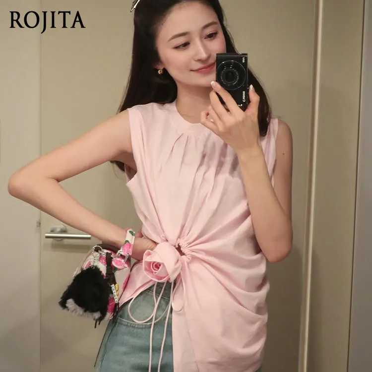 Women's Drawstring Twist-Front Sleeveless Top Casual Loose Fit Irregular Hem Tank Top Summer Japanese 3d Rose Pleated Vest
Women's Drawstring Twist-Front Sleeveless Top Casual Loose Fit Irregular Hem Tank Top Summer Japanese 3d Rose Pleated Vest