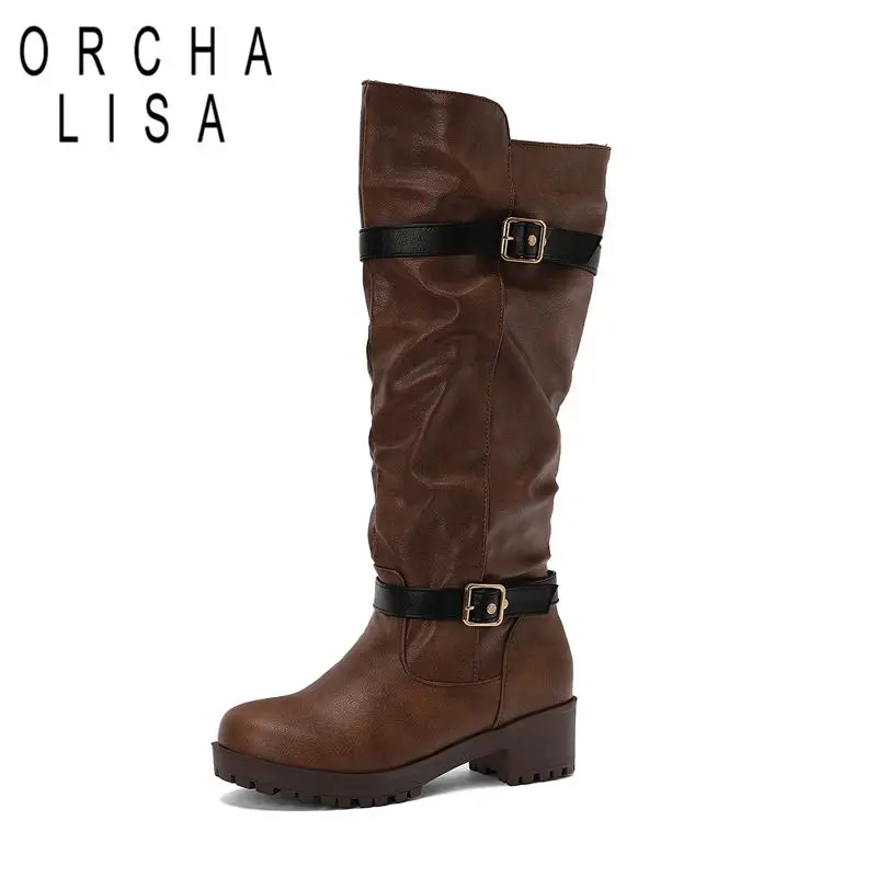 ORCHA LISA Retro Riding Boots for Women Round Toe Block Heels 4.5cm Slip On Belt Buckles Plus Size 43 44 45 Casual Daily Booties
ORCHA LISA Retro Riding Boots for Women Round Toe Block Heels 4.5cm Slip On Belt Buckles Plus Size 43 44 45 Casual Daily Booties