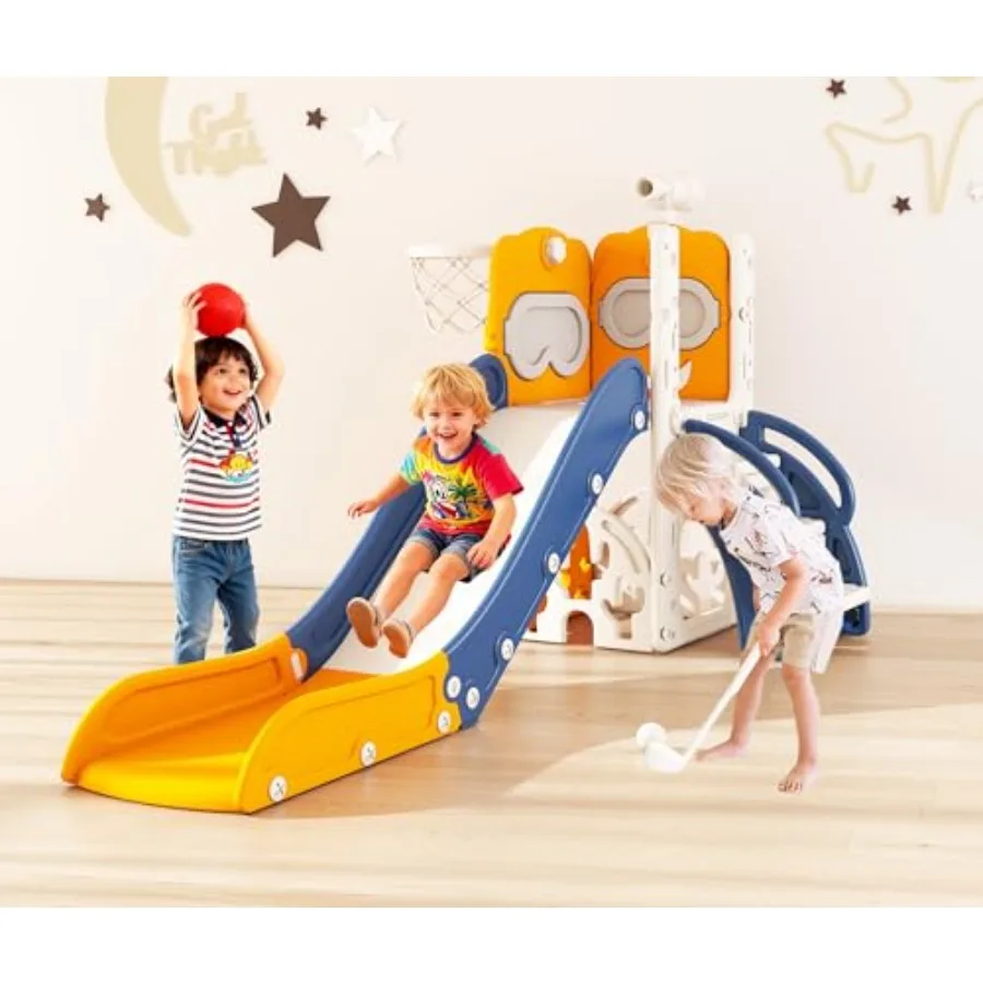 Игровой комплекс 7 в 1 для малышей: L-образная горка для дома и улицы, для детей 1-3 лет, с набором для гольфа, баскетбольным кольцом и нескользящим покрытием
Игровой комплекс 7 в 1 для малышей: L-образная горка для дома и улицы, для детей 1-3 лет, с набором для гольфа, баскетбольным кольцом и нескользящим покрытием