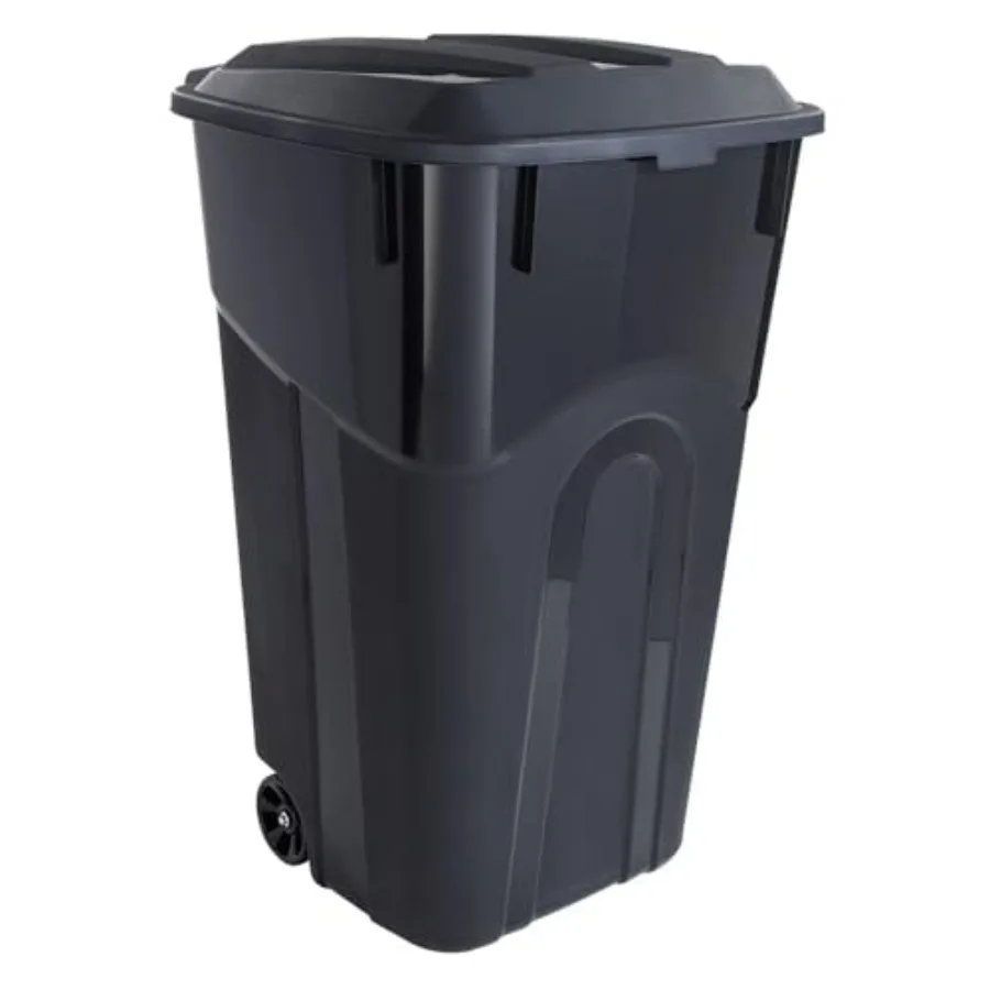 32-Gallon Wheeled Heavy-Duty Plastic Garbage Can with Attached Lid, Black
32-Gallon Wheeled Heavy-Duty Plastic Garbage Can with Attached Lid, Black