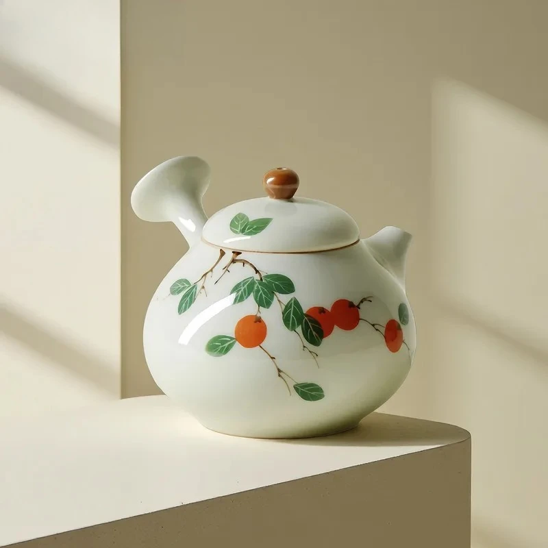 140ml Hand-painted Persimmon Side Handle Teapot Elegant Tea Infuser Pot Tea Maker Kettle With Ball Hole Chinese Tea Set Craft
140ml Hand-painted Persimmon Side Handle Teapot Elegant Tea Infuser Pot Tea Maker Kettle With Ball Hole Chinese Tea Set Craft