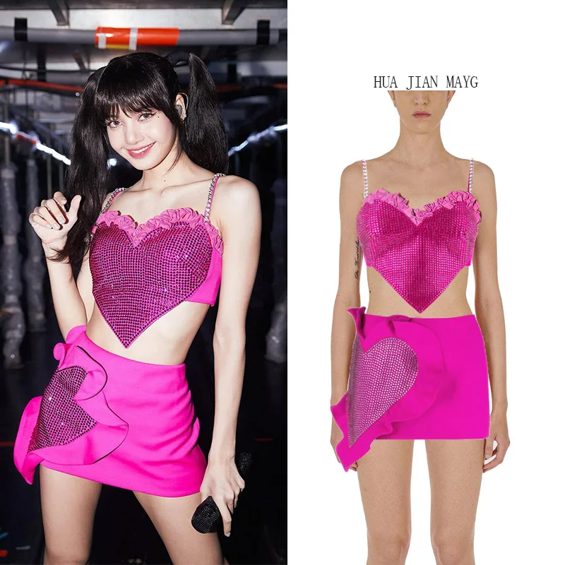 Pink Heart Tops Skirt Sexy Kpop Outfits Korean Idol Clothing Rhinestone Stage Costume Music Festival Jazz Dance Clothes JL5690
Pink Heart Tops Skirt Sexy Kpop Outfits Korean Idol Clothing Rhinestone Stage Costume Music Festival Jazz Dance Clothes JL5690