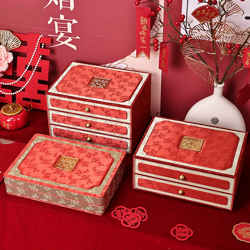 New Chinese Wedding Box Drawer Jewelry Box Multi layer Ring Bracelet Dustproof Belt Cover Gold Jewelry Box
New Chinese Wedding Box Drawer Jewelry Box Multi layer Ring Bracelet Dustproof Belt Cover Gold Jewelry Box