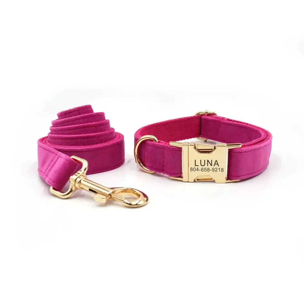 Personalized Dog Collar with Free Engraving, Matching Pet Leash,Customzied Contacts Metal Buckle, Rose Red Velvet Pet Collar
Personalized Dog Collar with Free Engraving, Matching Pet Leash,Customzied Contacts Metal Buckle, Rose Red Velvet Pet Collar