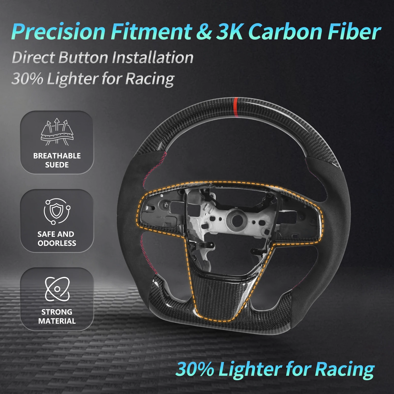 Premium Suede And Performance Carbon Fiber Racing Steering Wheel For Honda Civic 10th Gen
Premium Suede And Performance Carbon Fiber Racing Steering Wheel For Honda Civic 10th Gen
