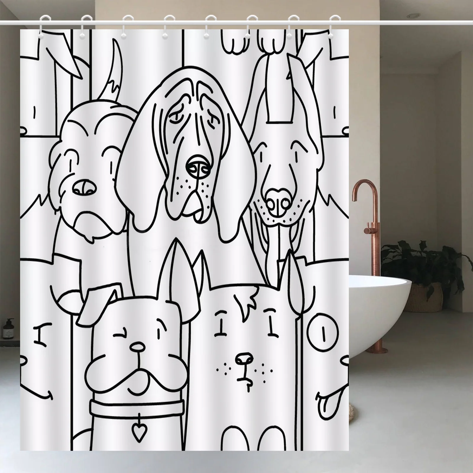Trendy Dog Shower Curtain Bathroom Decor Pet Themed Black White Art Liner Shower Curtain for Bathroom Liners 180x180cm
Trendy Dog Shower Curtain Bathroom Decor Pet Themed Black White Art Liner Shower Curtain for Bathroom Liners 180x180cm