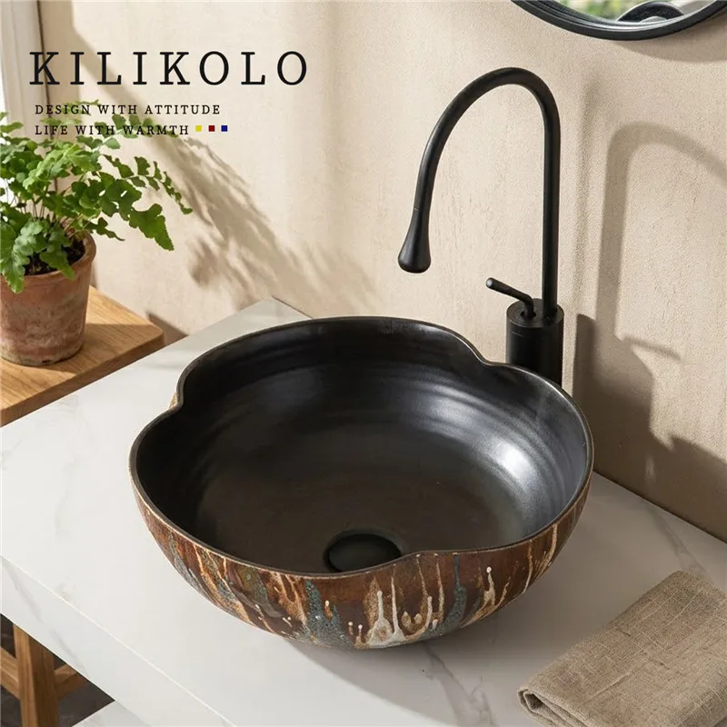 Retro Style Ceramic Countertop Basin Artistic Design Washbasin Wabi Sabi Style Designer Hotel Guesthouse Washbasin
Retro Style Ceramic Countertop Basin Artistic Design Washbasin Wabi Sabi Style Designer Hotel Guesthouse Washbasin