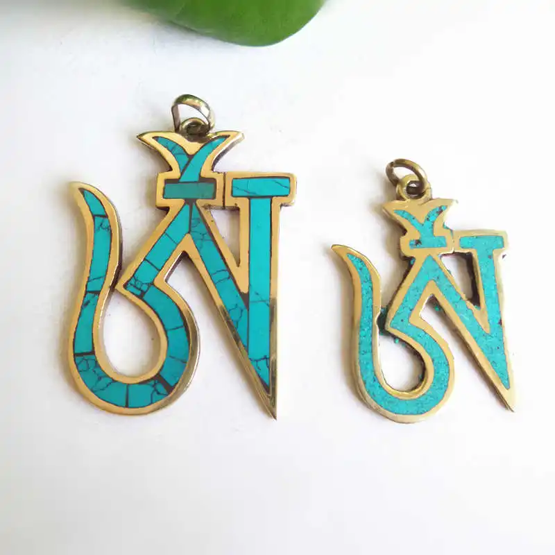 Tibetan OM Amulet Pendant Big Small Brass inlay Stone for Man TBP067 
Tibetan OM Amulet Pendant Big Small Brass inlay Stone for Man TBP067