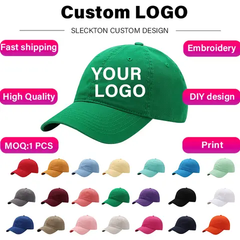 SLECKTON Custom Baseball Cap Fashion Letter Embroidery Sun Hats for Women and Men Cotton Design LOGO Wholesale Unisex Caps