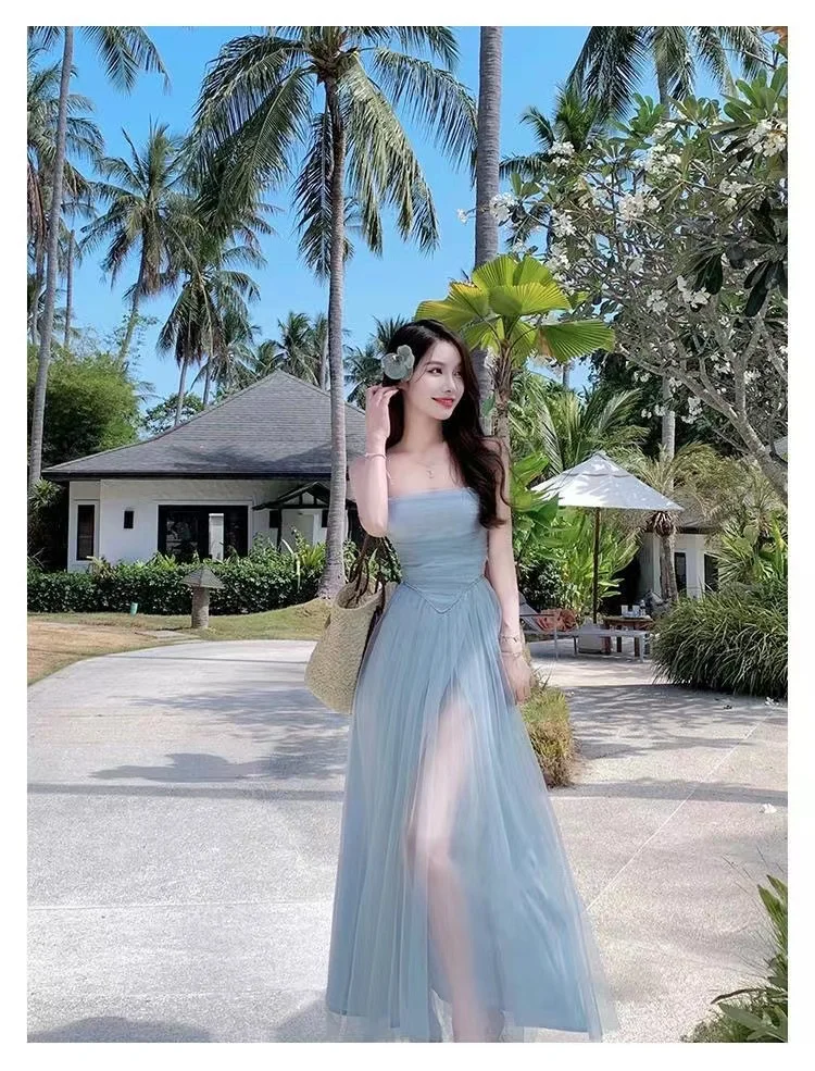2024 Summer Elegant Women'S Dress Blue Gauze Dress Sexy Halter Skirt Women Fashion Chiffon Summer Fairy Dress Kawaii Mesh Dress
2024 Summer Elegant Women'S Dress Blue Gauze Dress Sexy Halter Skirt Women Fashion Chiffon Summer Fairy Dress Kawaii Mesh Dress