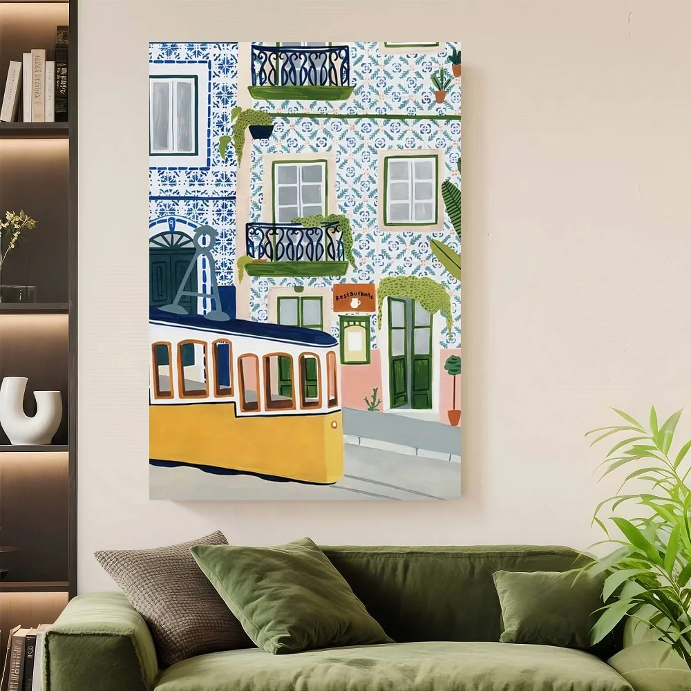 Framed Flat A Lisbon Portuguese Street Art Canvas Print Poster - Vibrant Yellow Tram And Tile Architecture, Suitable for Living
Framed Flat A Lisbon Portuguese Street Art Canvas Print Poster - Vibrant Yellow Tram And Tile Architecture, Suitable for Living