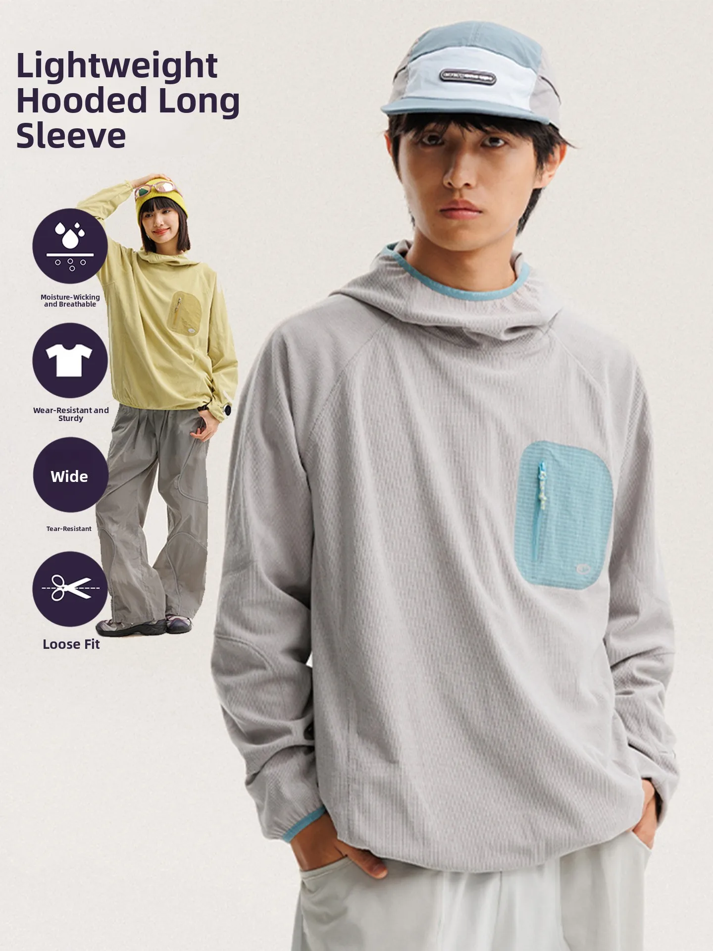Unisex Outdoor Lightweight Quick Dry High Collar Hooded Long Sleeve T-Shirt Breathable Sweat Absorbent Sport Training Base La...
Unisex Outdoor Lightweight Quick Dry High Collar Hooded Long Sleeve T-Shirt Breathable Sweat Absorbent Sport Training Base La...