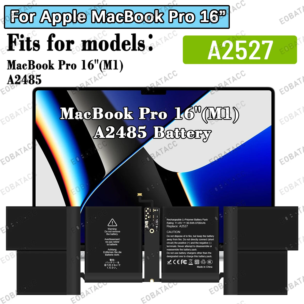 A2527 8400mAh Laptop Battery For Apple MacBook Pro 16" M1 A2485 Replacement +Free Tools
A2527 8400mAh Laptop Battery For Apple MacBook Pro 16" M1 A2485 Replacement +Free Tools