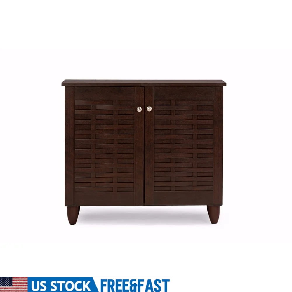 Modern Wooden Entryway Shoe Storage Cabinet 2-Door Organizer with 3 Shelves Footwear Dark Brown Finish Assembly Required
Modern Wooden Entryway Shoe Storage Cabinet 2-Door Organizer with 3 Shelves Footwear Dark Brown Finish Assembly Required