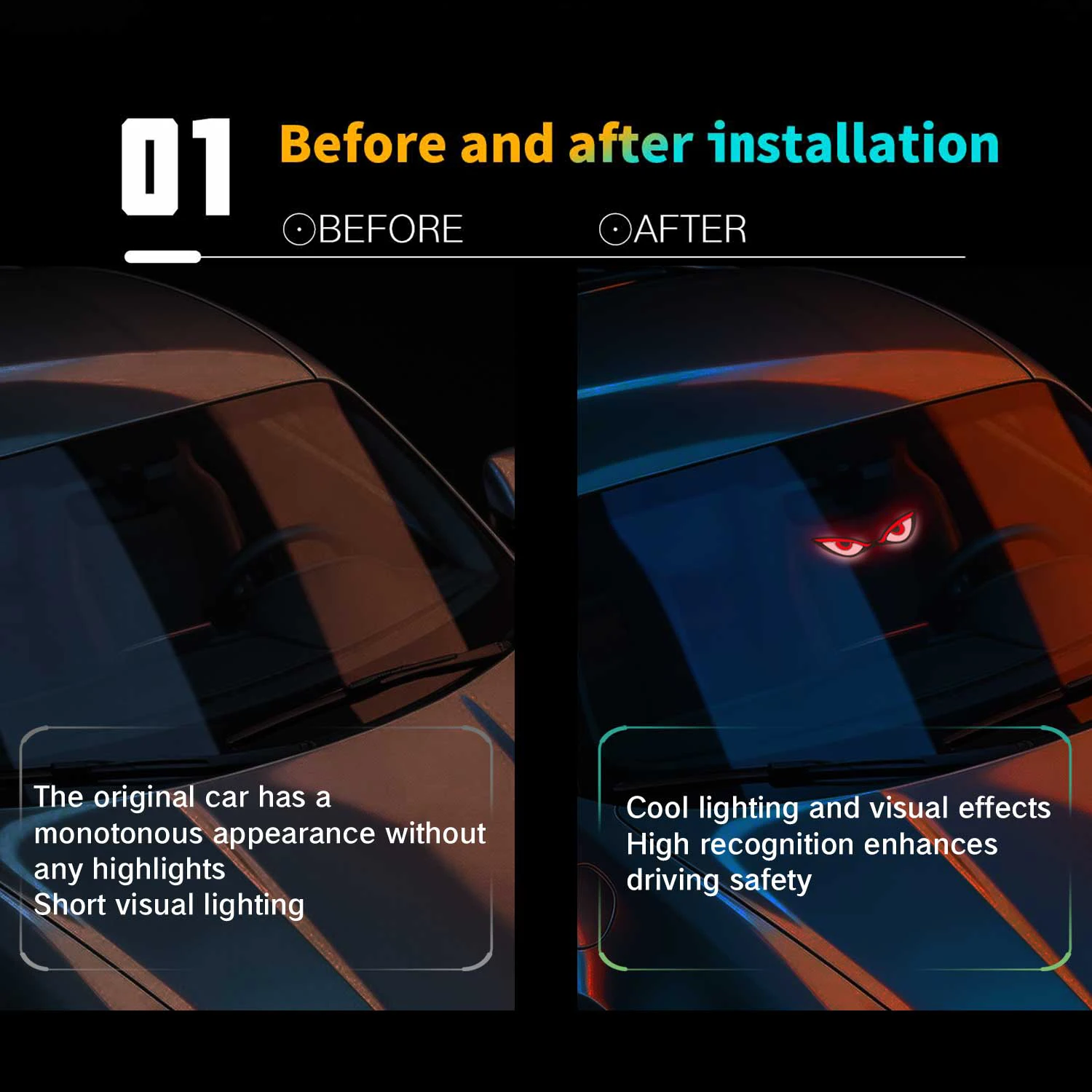 Cool Solar Powered LED Evil Eye Ambient Car Warning Light Multi-Mode Flashing Car Decoration Rear Windshield Atmosphere Lights
Cool Solar Powered LED Evil Eye Ambient Car Warning Light Multi-Mode Flashing Car Decoration Rear Windshield Atmosphere Lights