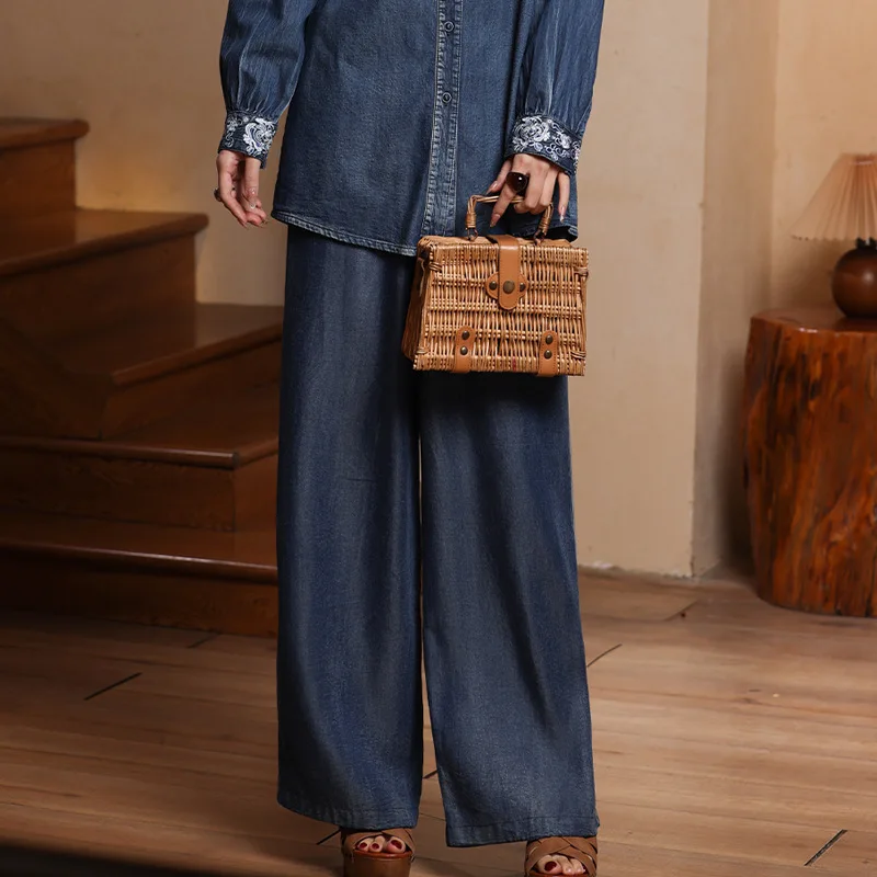 TIYIHAILEY-Wide Leg Long Denim Pants for Women, Summer Autumn Casual Jeans with Pockets, Ladies Trousers, Elastic Waist, 2025
TIYIHAILEY-Wide Leg Long Denim Pants for Women, Summer Autumn Casual Jeans with Pockets, Ladies Trousers, Elastic Waist, 2025
