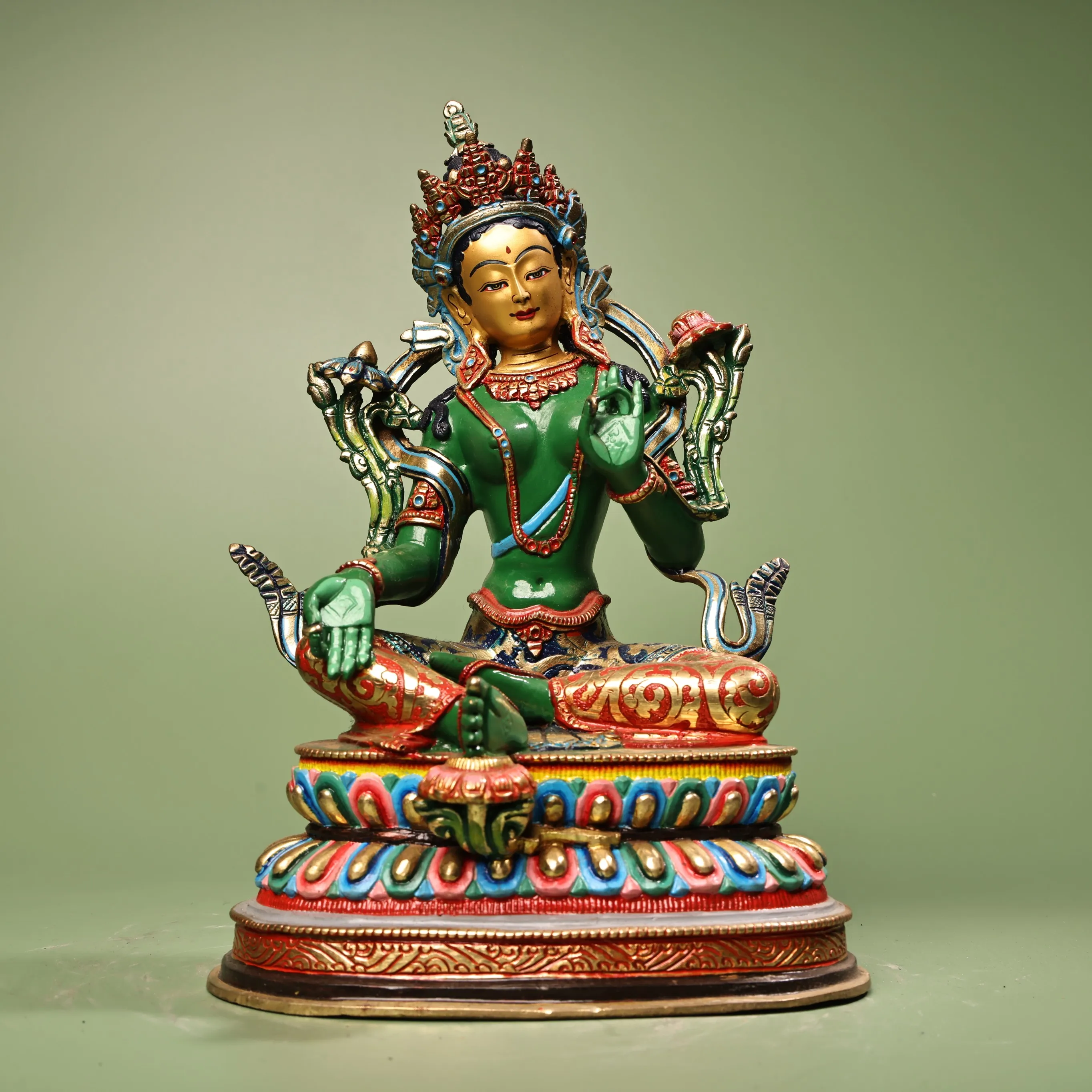 9"Tibetan Temple Collection Old Purple Bronze Outline in gold High Relief Painted Longevity Sitting Buddha Worship Hall
9"Tibetan Temple Collection Old Purple Bronze Outline in gold High Relief Painted Longevity Sitting Buddha Worship Hall