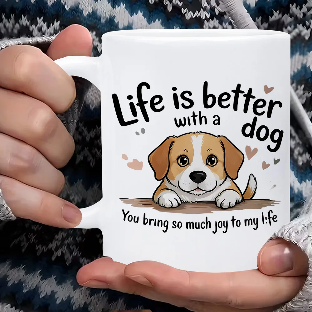 1pc 11oz Ceramic Cute Dog Design Coffee Mug - White Base Cup with Adorable Puppy & Floating Hearts Pattern,
1pc 11oz Ceramic Cute Dog Design Coffee Mug - White Base Cup with Adorable Puppy & Floating Hearts Pattern,