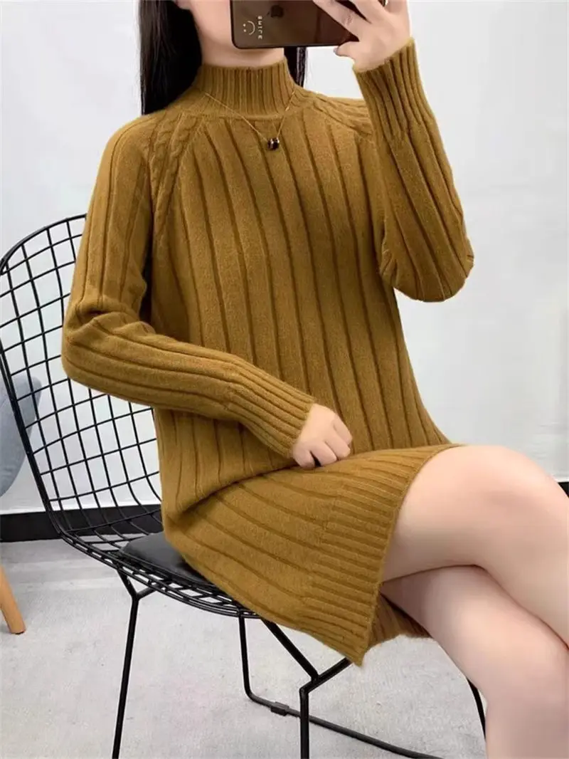 Sweater Autumn/Winter 2024 Women's Half High Neck Thick Knit Bottom Shirt Casual Loose Korean Short Dress Pullover Tops A590
Sweater Autumn/Winter 2024 Women's Half High Neck Thick Knit Bottom Shirt Casual Loose Korean Short Dress Pullover Tops A590