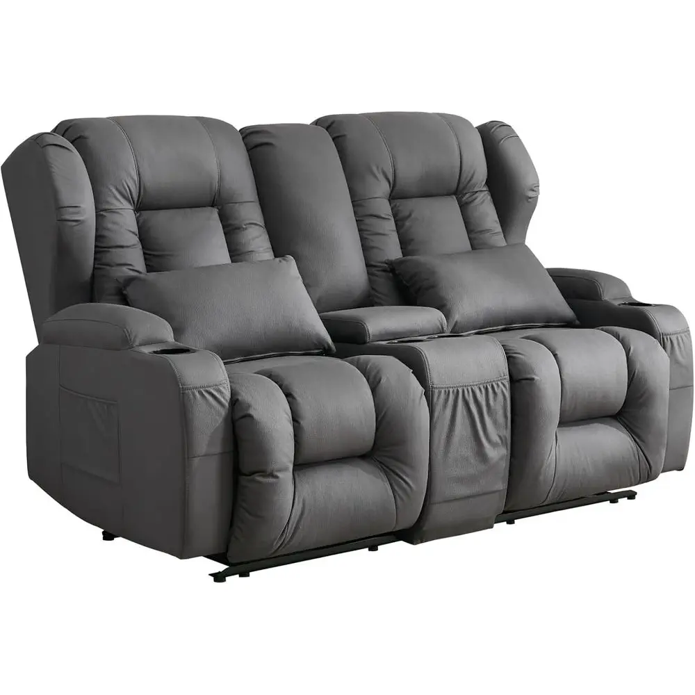 66" RV Loveseat Recliner Soa, Manual Reclining Loveseat 6" Wall Her Recliners with Storage ole, Cup Holders, kets, Pillows, abri
66" RV Loveseat Recliner Soa, Manual Reclining Loveseat 6" Wall Her Recliners with Storage ole, Cup Holders, kets, Pillows, abri