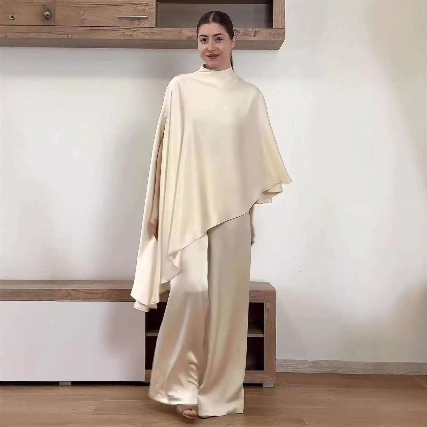 2026 New Fashion Women's Long Sleeve Asymmetrical Top High Waist Slimming Wide Leg Pants Set Elegant Commuter Style Casual Wear
2026 New Fashion Women's Long Sleeve Asymmetrical Top High Waist Slimming Wide Leg Pants Set Elegant Commuter Style Casual Wear