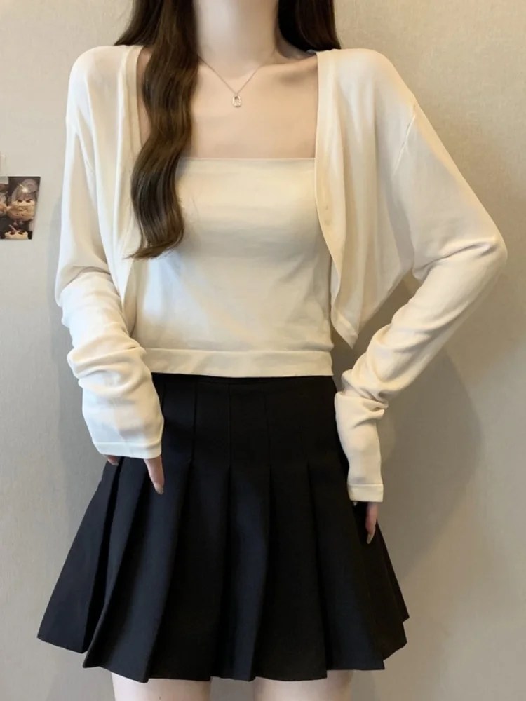 Thin Ice Silk Knitted Summer Top Women's plus Size Slimming Short Cover up Air Conditioning Shirt Shoulder to Shoulder Design
Thin Ice Silk Knitted Summer Top Women's plus Size Slimming Short Cover up Air Conditioning Shirt Shoulder to Shoulder Design