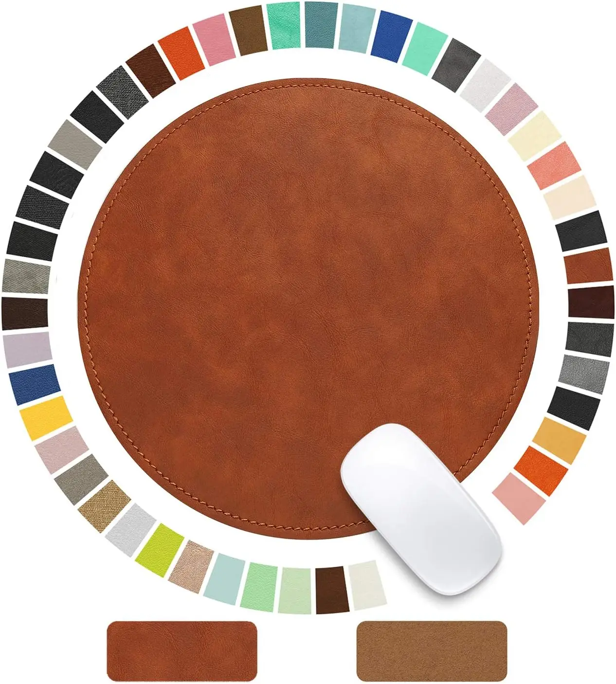 Round PU Leather Mouse Pad with Stitched Edge, Non-Slip Waterproof Base, 9x9 Inch for Computer Laptop, Caramel Brown
Round PU Leather Mouse Pad with Stitched Edge, Non-Slip Waterproof Base, 9x9 Inch for Computer Laptop, Caramel Brown