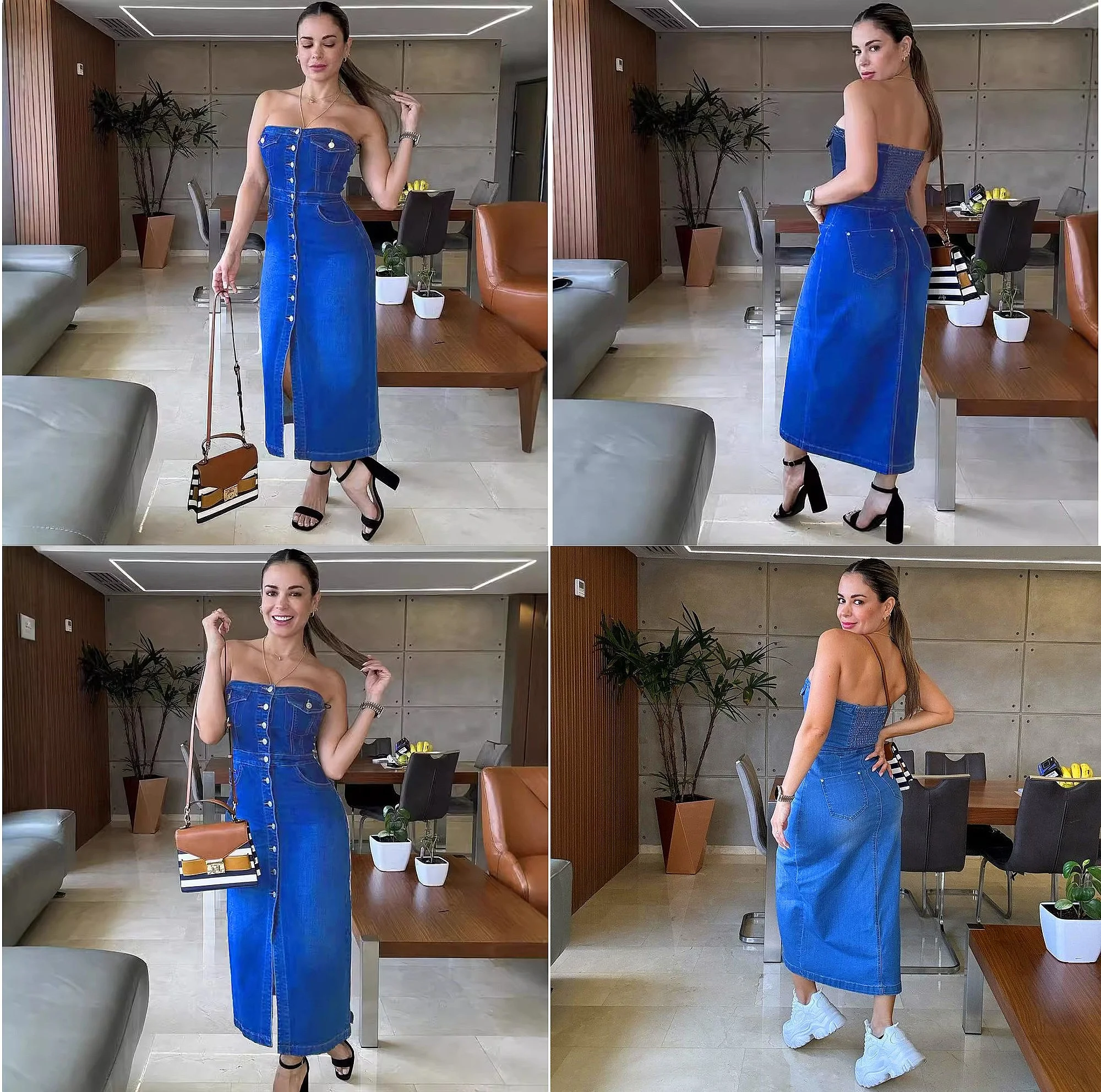 Women Denim Dress Jumpsuit Overall Bodycon Ruched Split Tube Top Spring Summer
Women Denim Dress Jumpsuit Overall Bodycon Ruched Split Tube Top Spring Summer