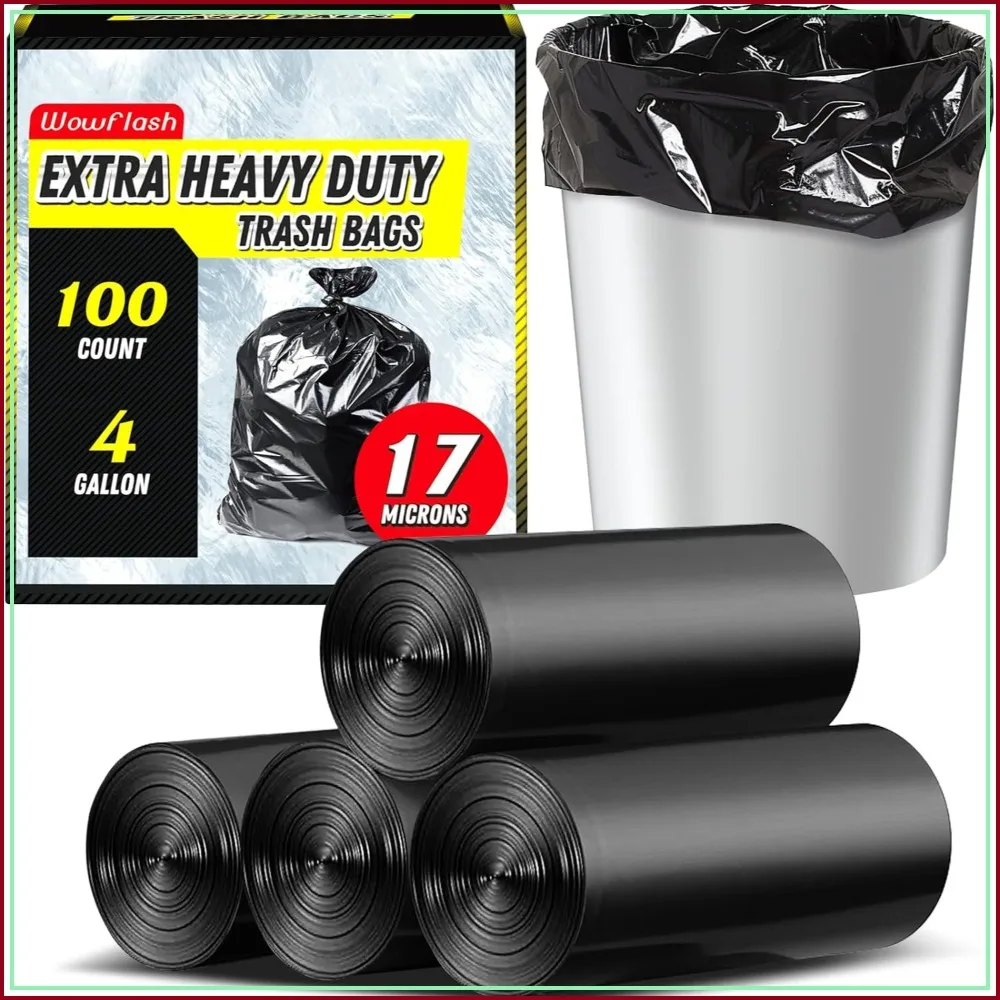 Extra Heavy Duty 4 Gallon Trash Bags, 100 Count, 17 Micron, Tear-Resistant for Bathroom & Kitchen
Extra Heavy Duty 4 Gallon Trash Bags, 100 Count, 17 Micron, Tear-Resistant for Bathroom & Kitchen