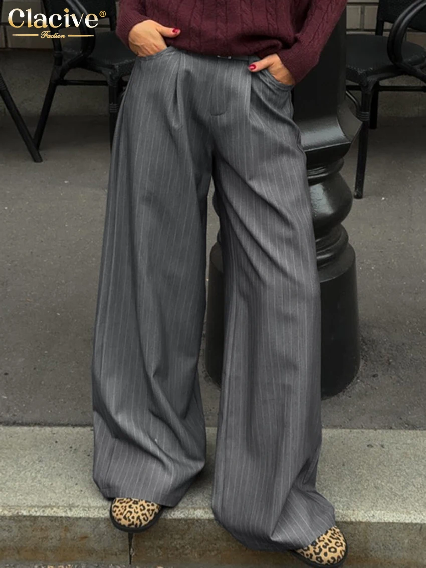 Clacive Fashion Loose Gray Stripe Women's Pants 2025 Elegant High Waist Wide Trousers Vintage Classic Full Length Pants Female
Clacive Fashion Loose Gray Stripe Women's Pants 2025 Elegant High Waist Wide Trousers Vintage Classic Full Length Pants Female