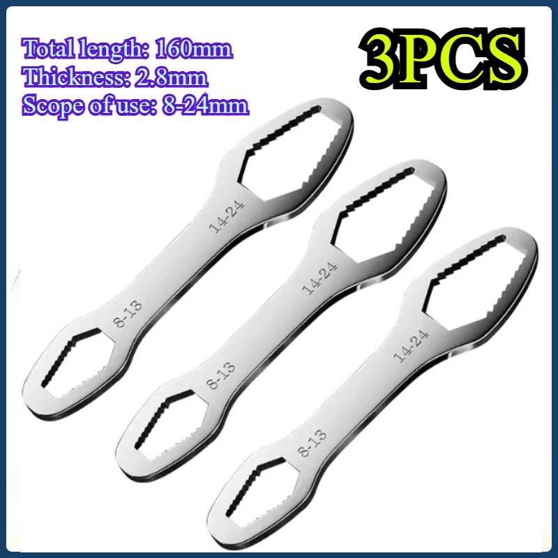 Универсальный гаечный ключ 8-24 мм, самозатягивающийся регулируемый ключ для очков, доска, гаечный ключ с двойной головкой, ручные инструменты для фабрики
Универсальный гаечный ключ 8-24 мм, самозатягивающийся регулируемый ключ для очков, доска, гаечный ключ с двойной головкой, ручные инструменты для фабрики