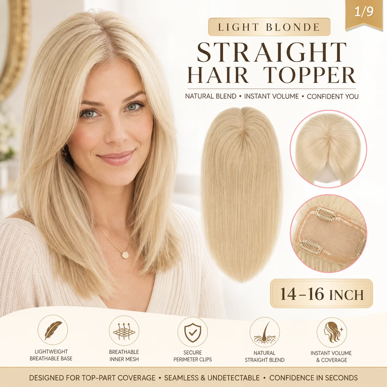 TUW10 3''x5'' Silk Base Hair Topper for Women with PU around 3 Clip 110% Handmade Remy Human Hair Natural Looking Topper Hairpin
TUW10 3''x5'' Silk Base Hair Topper for Women with PU around 3 Clip 110% Handmade Remy Human Hair Natural Looking Topper Hairpin