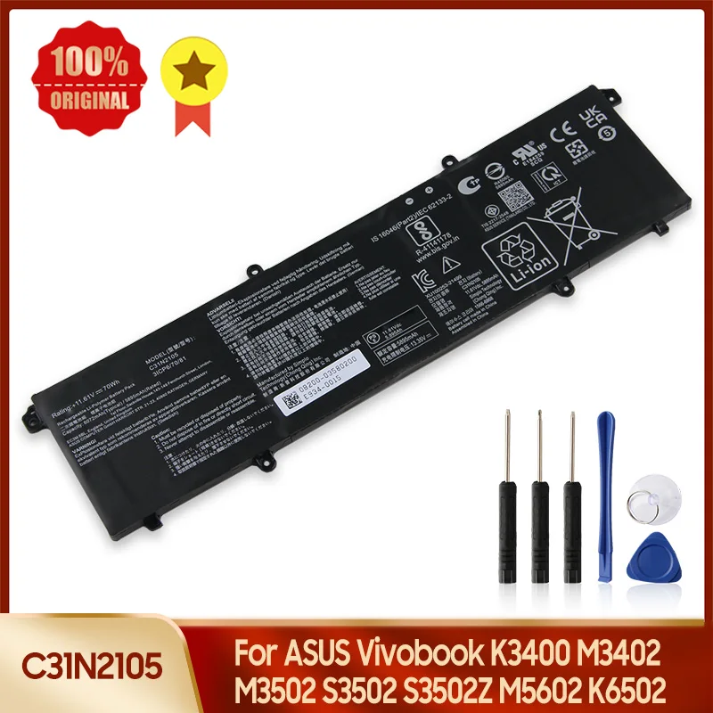 Battery For ASUS Vivobook M3502 S3502 S3502Z M5602 K3400 M3402 K6502 Series Batteries C31N2105 6072mAh With Tool
Battery For ASUS Vivobook M3502 S3502 S3502Z M5602 K3400 M3402 K6502 Series Batteries C31N2105 6072mAh With Tool