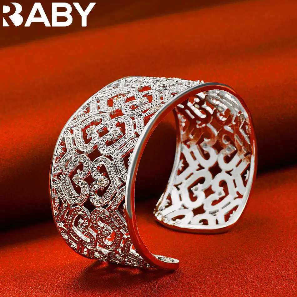 URBABY 925 Sterling Silver Hollow Heart Bangle Open Bracelet Adjustable For Women Fashion Jewelry Vintage Valentine's Day Gift
URBABY 925 Sterling Silver Hollow Heart Bangle Open Bracelet Adjustable For Women Fashion Jewelry Vintage Valentine's Day Gift