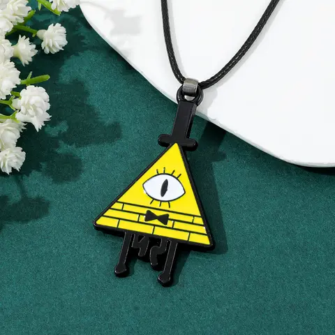 Gravity Falls Bill Cipher Halskette Disney Anime Leder Seil Anhänger Gothic Trippy Schmuck Geschenk für Fans