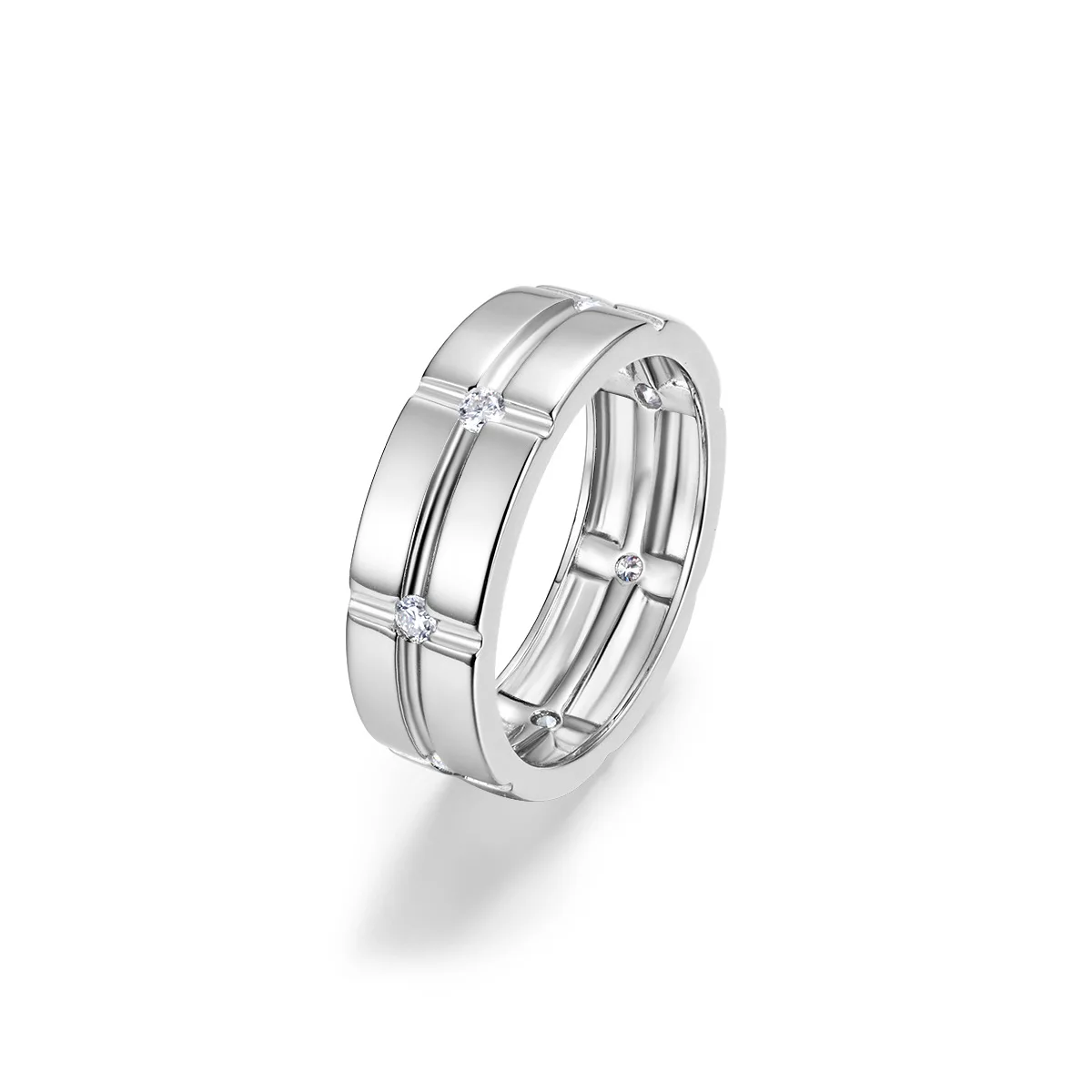 S925 Sterling Silver Unisex Multi-Stone Moissanite Ring Double Striped Grid Design Luxury Fine Jewelry
S925 Sterling Silver Unisex Multi-Stone Moissanite Ring Double Striped Grid Design Luxury Fine Jewelry