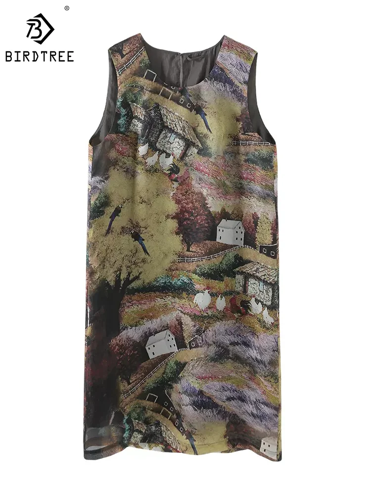BirdTree, 100%Real Silk, Dresses For Women, Sleeveless Art Print, Elegant Party Vest Dress, 2024 Spring Summer New, D43313QM
BirdTree, 100%Real Silk, Dresses For Women, Sleeveless Art Print, Elegant Party Vest Dress, 2024 Spring Summer New, D43313QM