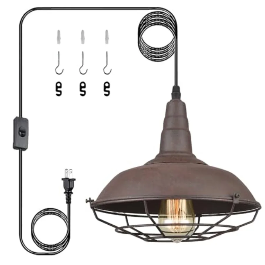 Industrial Pendant Light Barn Style Hanging Lamp with Wire Caged Swag Light Fixture for Bedroom Hallway Kitchen Living Room On/
Industrial Pendant Light Barn Style Hanging Lamp with Wire Caged Swag Light Fixture for Bedroom Hallway Kitchen Living Room On/