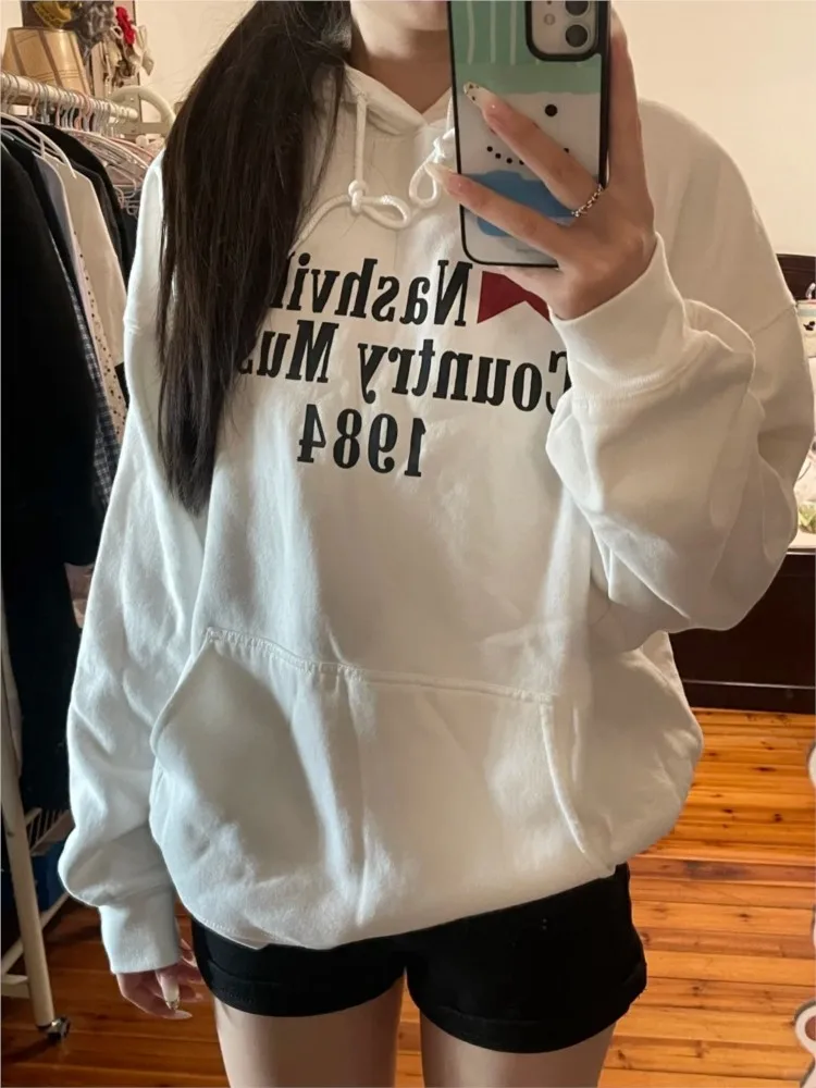 Осенние свободные толстовки с буквенным принтом на шнурке, женские новые повседневные карманные уличные хлопковые пуловеры, топ, милые милые толстовки OOTDS
Осенние свободные толстовки с буквенным принтом на шнурке, женские новые повседневные карманные уличные хлопковые пуловеры, топ, милые милые толстовки OOTDS