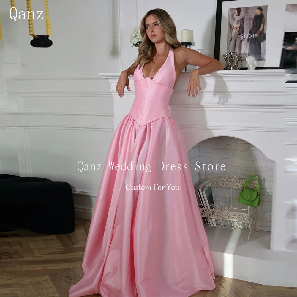 Qanz Pink Satin Long Evening Dresses A Line Elegant Dresses For Special Occasions Sleeveless Women Vestido De Festa Customized
Qanz Pink Satin Long Evening Dresses A Line Elegant Dresses For Special Occasions Sleeveless Women Vestido De Festa Customized