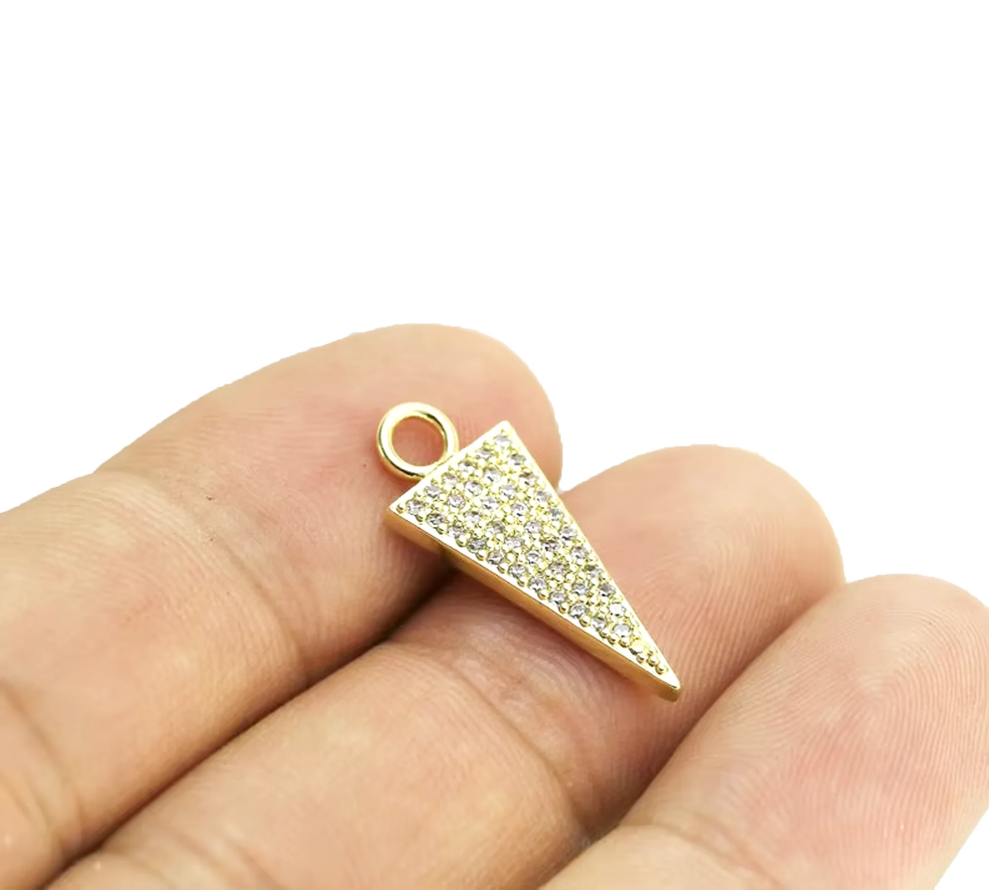 2pcs CZ Triangle Pendant, Detachable Earring Charm For Hoops, Spike Charms, Real Gold plated, Jewery Making -G1028
2pcs CZ Triangle Pendant, Detachable Earring Charm For Hoops, Spike Charms, Real Gold plated, Jewery Making -G1028