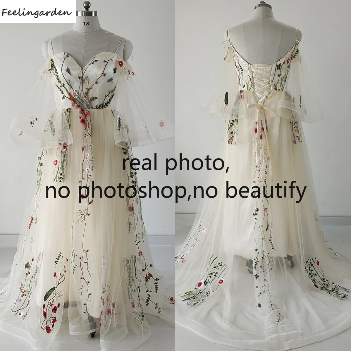 Feelingarden Customized Evening Dresses Plus size Real Photo Champagne Lace up A-line Floor Length Train Women Formal Party Gown
Feelingarden Customized Evening Dresses Plus size Real Photo Champagne Lace up A-line Floor Length Train Women Formal Party Gown