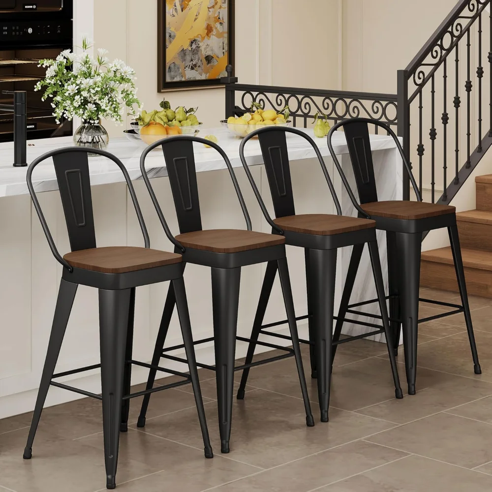 Metal Bar Stools Set of 4, 24 inch Counter Height Barstools with Backs Farmhouse Modern High Back Bar Stools
Metal Bar Stools Set of 4, 24 inch Counter Height Barstools with Backs Farmhouse Modern High Back Bar Stools