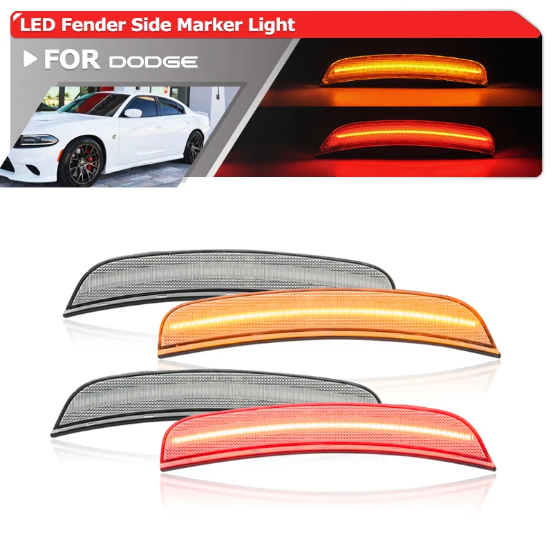 For Dodge Charger 2015-2020 F&R Amber Red Led Side Marker Lights Auto Fender Flare Lamps OEM: 68214126AA 68214127AA
For Dodge Charger 2015-2020 F&R Amber Red Led Side Marker Lights Auto Fender Flare Lamps OEM: 68214126AA 68214127AA