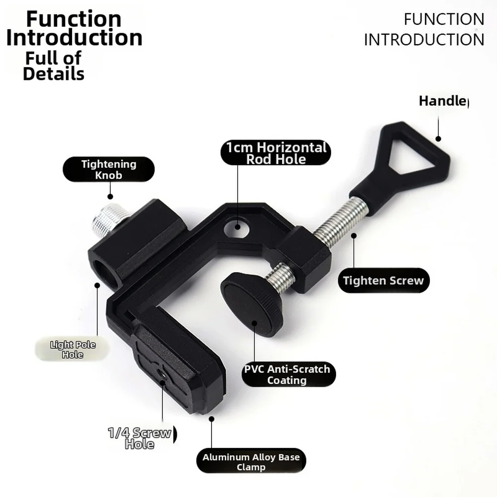 Aluminum Alloy Camping Table Clamp with 1/4 Screw Hole for Secure Mounting of Phone Holders Lights and Accessories Outdoor Use
Aluminum Alloy Camping Table Clamp with 1/4 Screw Hole for Secure Mounting of Phone Holders Lights and Accessories Outdoor Use